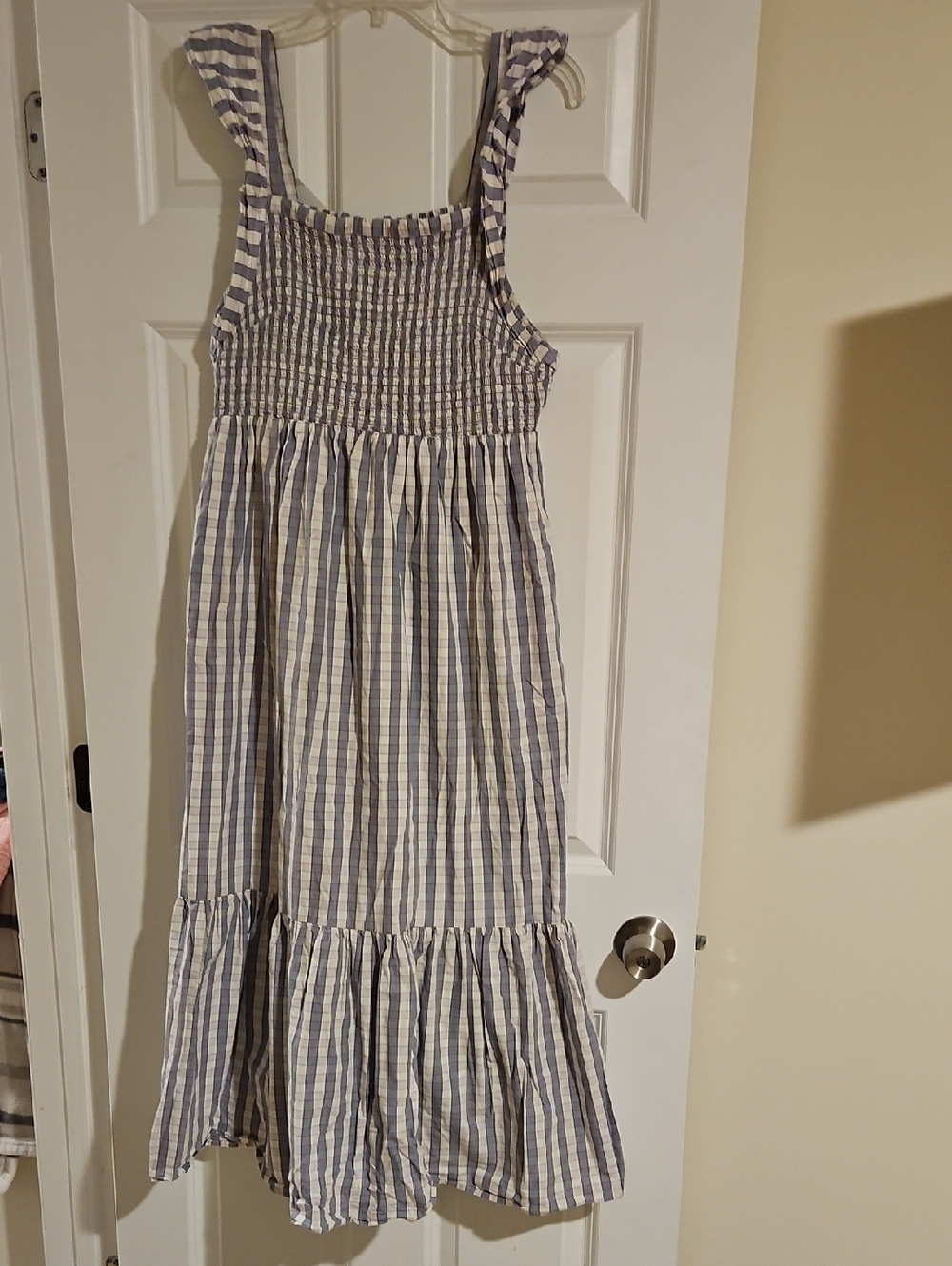 Ladies Blue and White Gingham Smocked Sundress